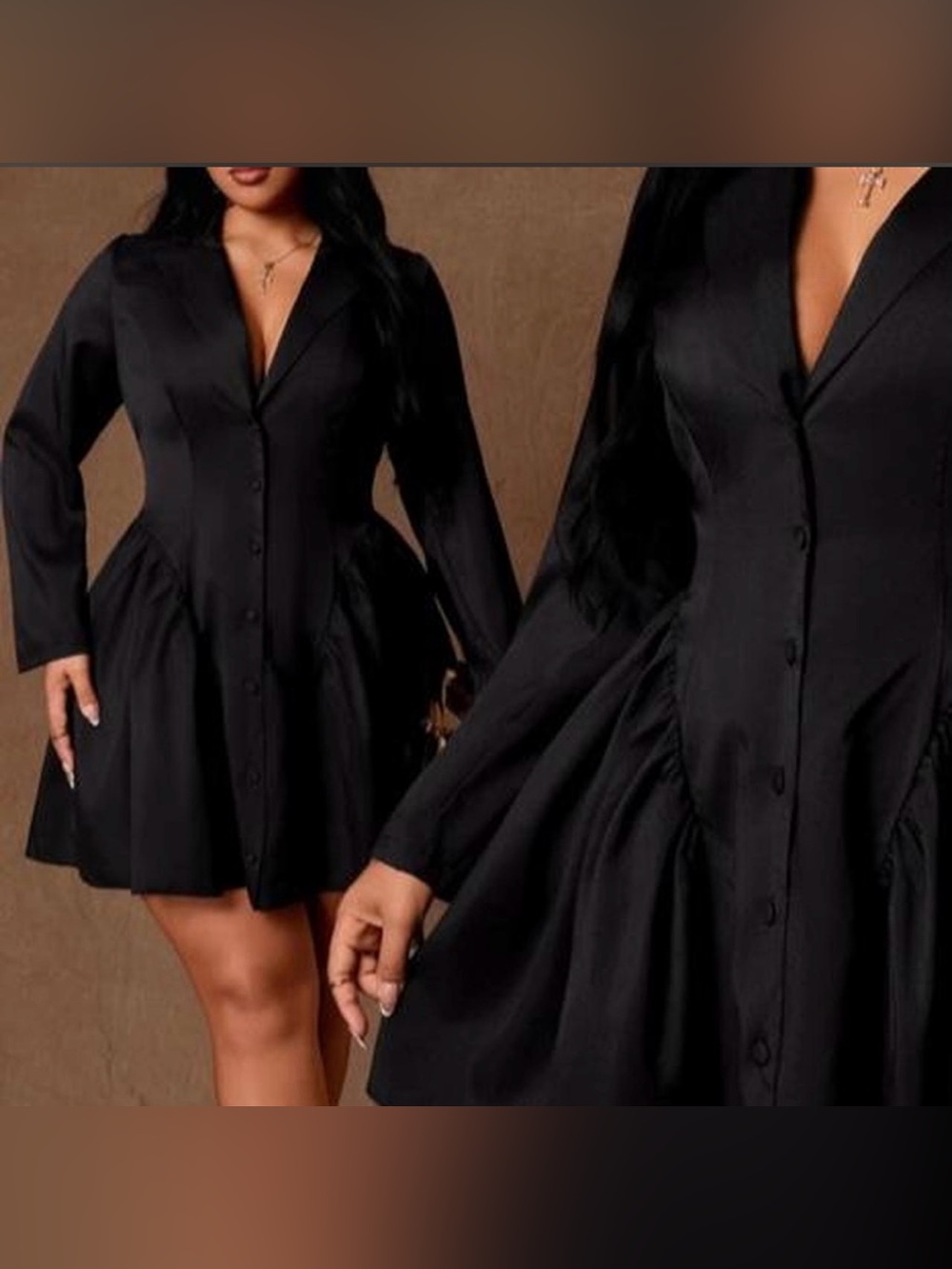 SHEIN Black Button-Front Mini Dress